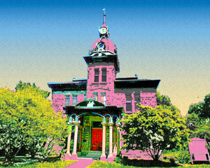 Akin Free Library and Museum. Victorian stone building, Albert J. Akin, birth, 1803 and death, 1903.